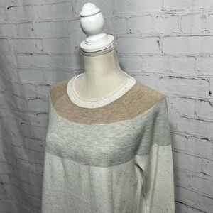 SmartWool Beige Colorblock Wool Blend Long Sleeve Crew Sweater Women's XS